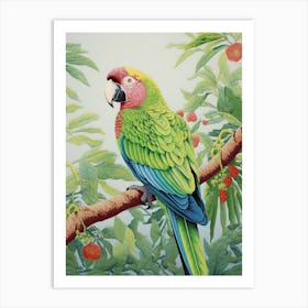 Ohara Koson Inspired Bird Painting Macaw 1 Art Print