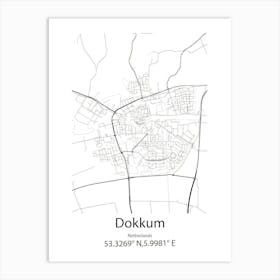 Dokkum,Netherlands Minimalist Map Art Print