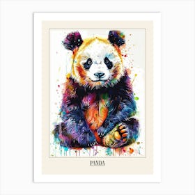 Panda Colourful Watercolour 3 Poster Art Print