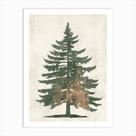 Sequoia Tree Minimal Japandi Illustration 3 Art Print