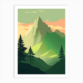 Misty Mountains Vertical Composition In Green Tone 139 Art Print