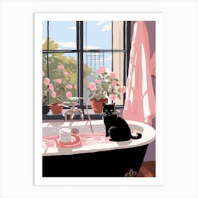 Cat In The Bath 1 Art Print