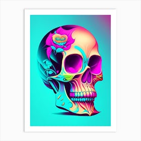 Skull With Tattoo Style 3 Artwork Pastel Pop Art Art Print