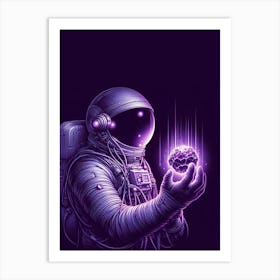 Astronaut Holding A Brain Art Print