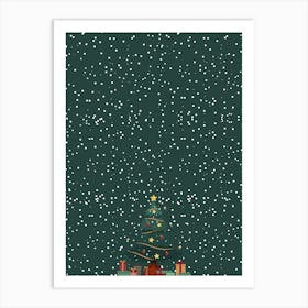 Christmas Tree In The Snow Art Print