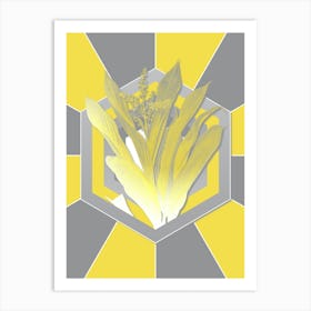 Vintage Cordyline Fruticosa Botanical Geometric Art in Yellow and Gray n.383 Art Print