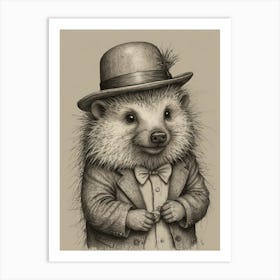 Hedgehog In A Hat 1 Art Print