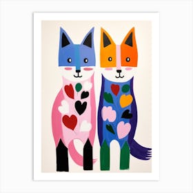 Colourful Kids Animal Art Arctic Fox 1 Art Print