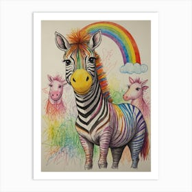 Rainbow Zebra 9 Art Print