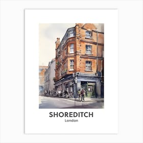 Shoreditch, London 4 Watercolour Travel Poster Art Print