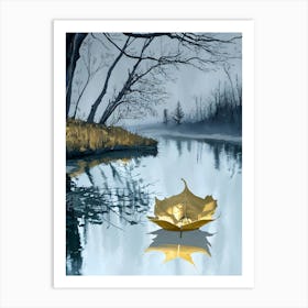 Gold Leaf In Water Art Print