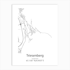 Triesenberg,Liechtenstein Minimalist Map Art Print