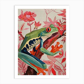Floral Animal Painting Red Eyed Tree Frog 2 Art Print