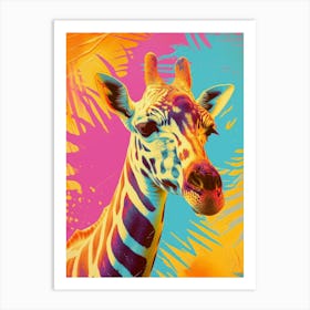 Giraffe Retro Colours Art Print