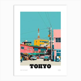 Tsukiji Fish Market Tokyo 1 Colourful Illustration Poster Art Print
