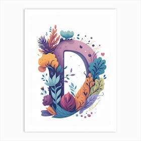 Colorful Letter D Illustration 34 Art Print