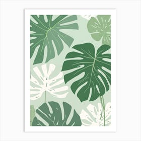 Green Monstera Leaves Art Print