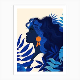 Portrait Of A Woman With Blue Hair Art Print