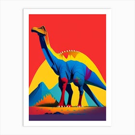 Tsintaosaurus Primary Colours Dinosaur Art Print