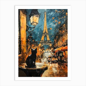 Black Cat In Paris 2 Art Print