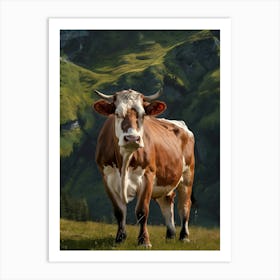 Cow In The Mountains Art Print