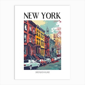 Greenwich Village New York Colourful Silkscreen Illustration 3 Poster Art Print