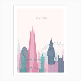 Pink And Teal London Skyline Art Print