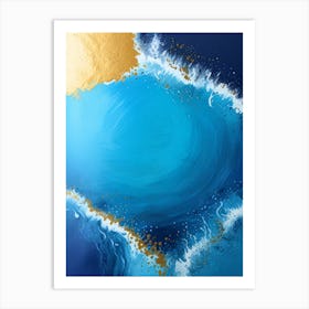 Blue And Gold Abstract Painting Art Print