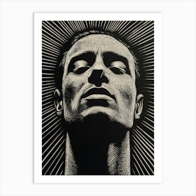 Black & White Linocut Inspired Of A Man Art Print