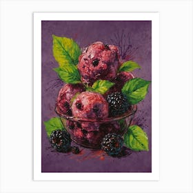 Blackberry Ice Cream Art Print