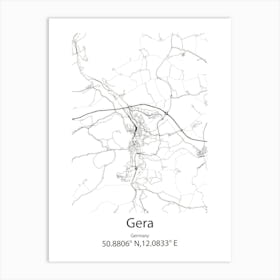 Gera,Germany Minimalist Map Art Print