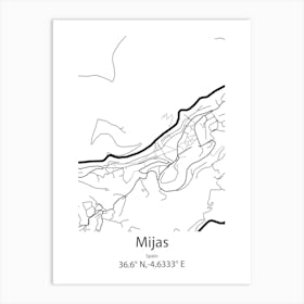 Mijas,Spain Minimalist Map Art Print