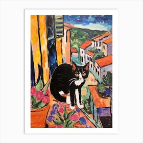 Painting Of A Cat In Chianti Italy 1 Art Print