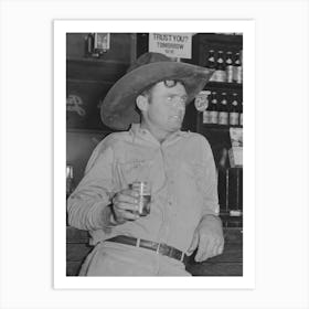 Cowboy Drinking Beer In Beer Parlor, Alpine, Texas By Russell Lee Art Print