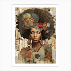 Afro Collage Portrait 17 Art Print