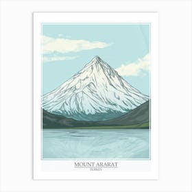 Mount Ararat Turkey Color Line Drawing 6 Poster Art Print