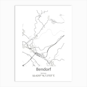 Bendorf,Germany Minimalist Map Art Print