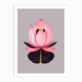 A Pink Lotus In Minimalist Style Vertical Composition 19 Art Print