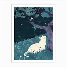 Cat Under The Tree 1 Art Print