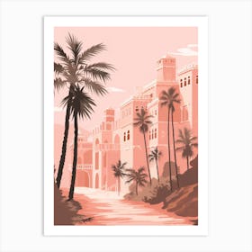 Pink Castle With Palm Trees Art Print