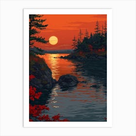 Sunset By The Lake 3 Art Print