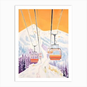 Telluride Ski Resort   Colorado, Usa, Ski Resort Pastel Colours Illustration 1 Art Print