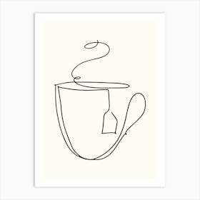 Tea Cup Illustration Monoline Hand Drawing Aesthetic Illustration Art Print