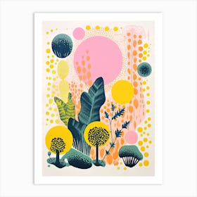Colourful Botanical Risograph Style 4 Art Print
