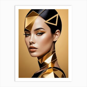 Geometric Woman Portrait Luxury Gold (13) Art Print