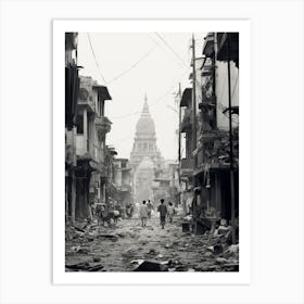 Yangon, Myanmar, Black And White Old Photo 1 Art Print