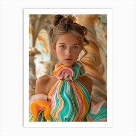 Girl In A Colorful Dress 2 Art Print