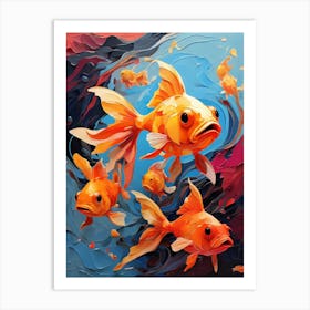 Default Abstract Painting Of A Cartoon Of Goldfish In Bright C 1 Art Print