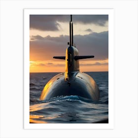 Submarine At Sunset -Reimagined 3 Art Print