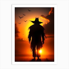 Scarecrow At Sunset 1 Art Print